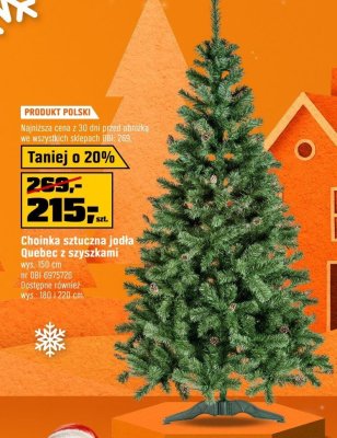 Choinka sztuczna jodła Quebec z szyszkami promocja w OBI