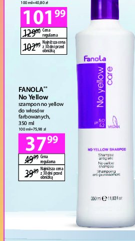 Szampon do włosów neutralizujący żółte refleksy FANOLA NO YELLOW promocja