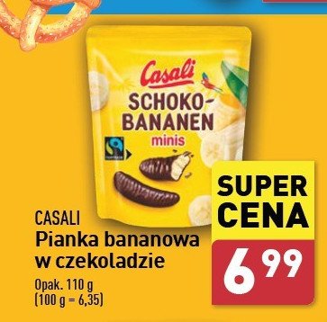 Batoniki pianki bananowe w czekoladzie Casali promocja w Aldi