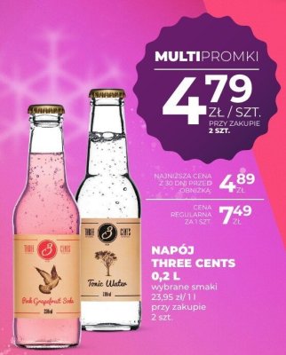 Napój Three Cents 0,2 L wybrane smaki promocja w Duży Ben