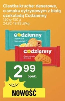 Ciastka kruche deserowe o smaku cytrynowym z białą czekoladą Codzienny promocja w Delikatesy Centrum