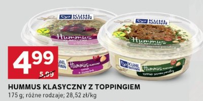 Hummus klasyczny z toppingiem Kühl promocja w Stokrotka