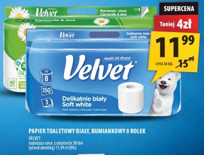 Papier toaletowy Velvet Delikatnie biały promocja w Arhelan