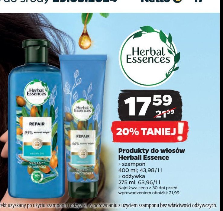 Od偶ywka repair argan oil Herbal essences promocja