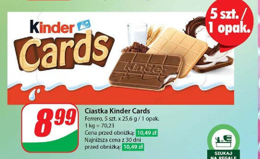 Herbatniki czekoladowe Kinder cards promocja