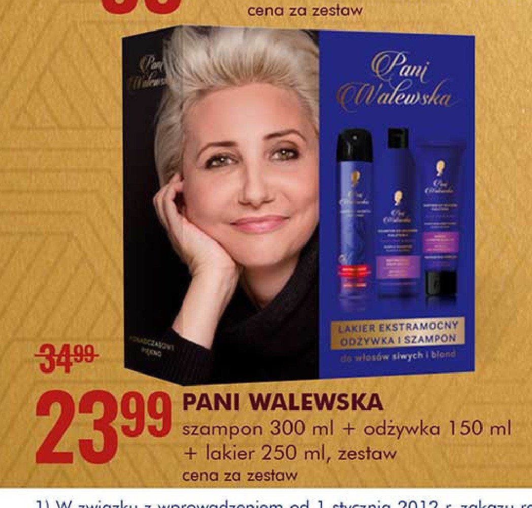 Zestaw w pudełku: szampon do włosów siwych i blond 300 ml + odżywka do włosów siwych i blond 150 ml + lakier do włosów ekstramocny Pani walewska zestaw promocja