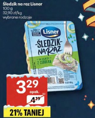 Śledźik na raz Lisner wybrane rodzaje promocja w Delikatesy Centrum
