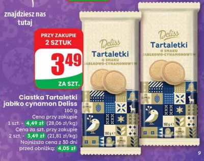Ciastka Tartaletki jabłko cynamon Deliss promocja w Dino