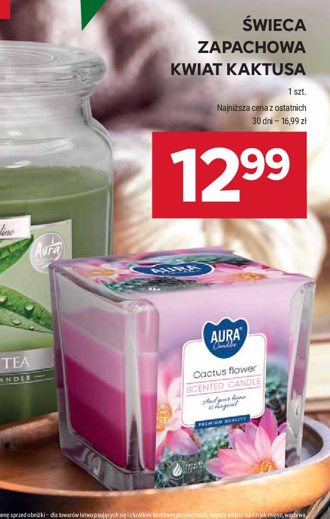 Świeca w szkle kwiat kaktusa Aura fragrances candles promocja w Stokrotka