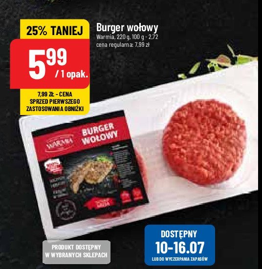 Burgery wołowe Z. M. WARMIA promocja