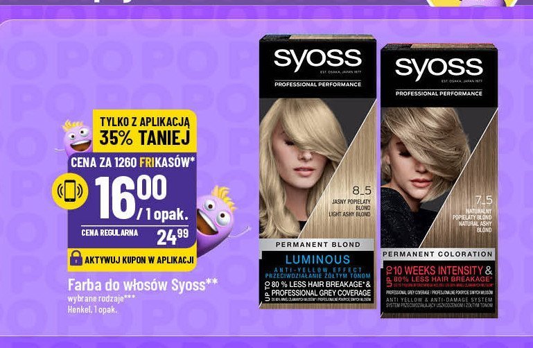 Farba naturalny jasny popielaty blond 8-5 Syoss professional performance promocja