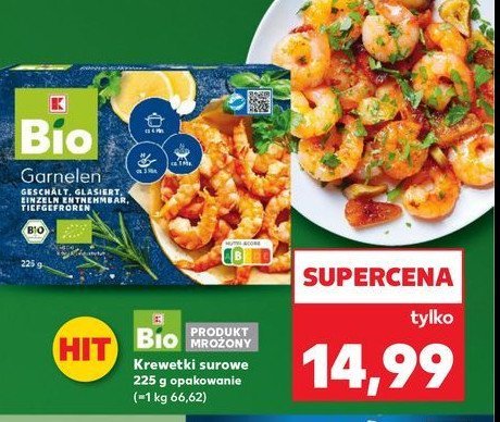 Krewetki surowe K-classic bio promocja w Kaufland