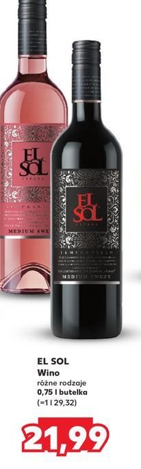 Wino El sol medium sweet promocja w Kaufland