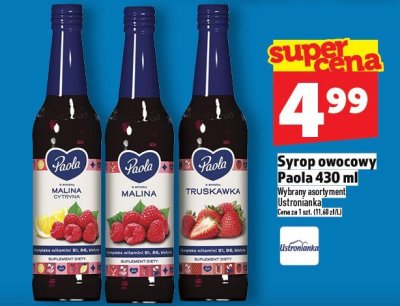 Syrop owocowy Paola 430ml promocja w TOPAZ