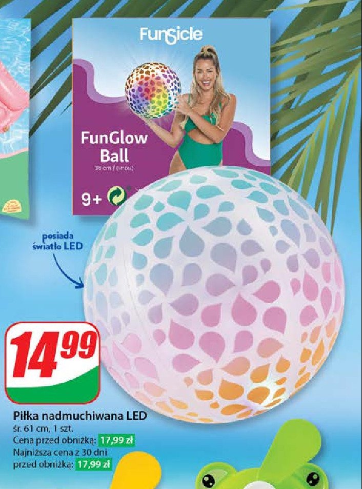 Piłka nadmuchiwana led 61 cm Funsicle promocja w Dino