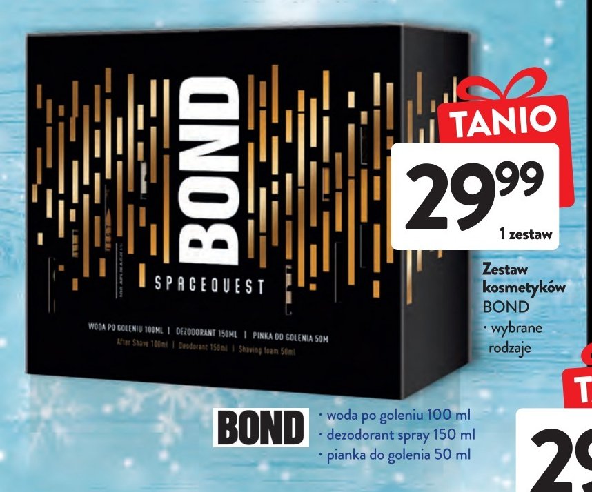 Zestaw w pudełku spacequest: dezodorant 150 ml + woda po goleniu 100 ml + pianka do golenia 50 ml Bond zestaw promocja