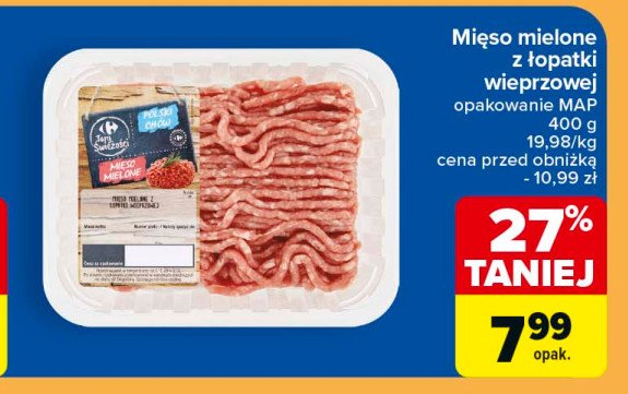 Mięso mielone z łopatki wieprzowej Carrefour targ świeżości promocja