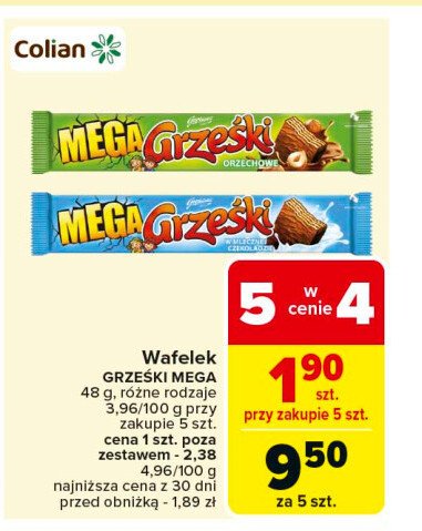 Wafelek orzechowy w czekoladzie mlecznej Grześki mega promocja