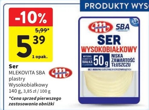 Ser wysokobiałkowy plastry Mlekovita sba promocja