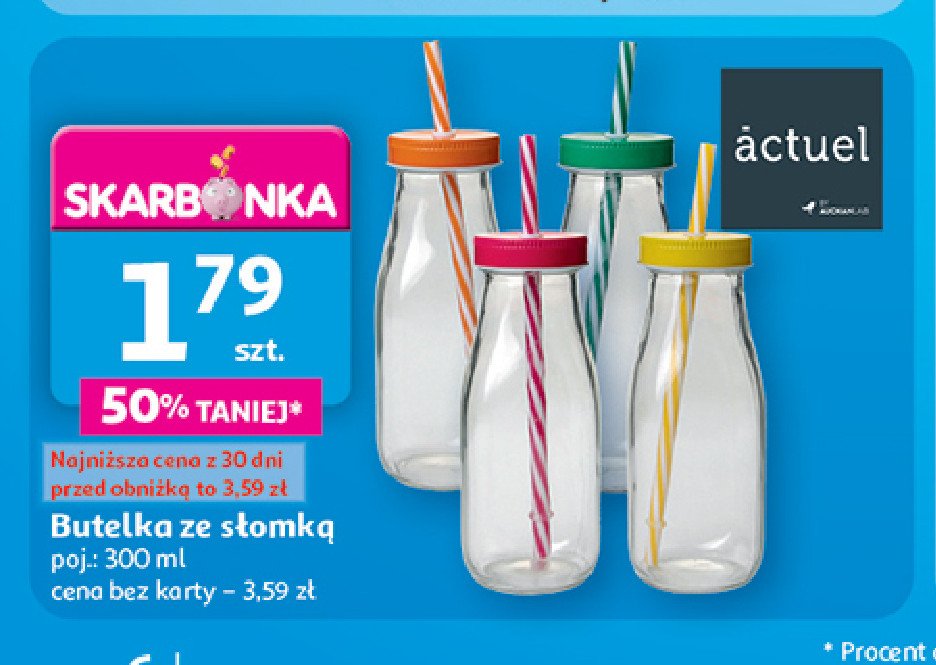 Butelka ze słomką 300 ml Actuel promocja w Auchan