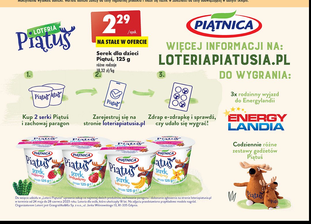 Jogurt kremowy malinowy Piątnica piątuś promocja