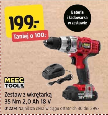 Zestaw z wkrętarką MeecTools 35 Nm 2,0 Ah 18 V promocja w Jula