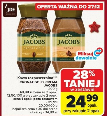 Kawa rozpuszczalna CRONAT GOLD JACOBS promocja w Carrefour Market