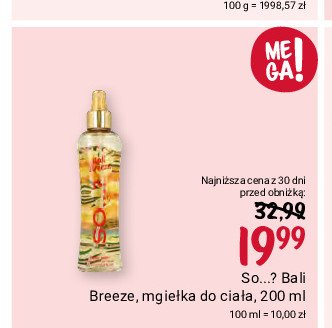 Mgiełka do ciała So...? bali breeze promocja