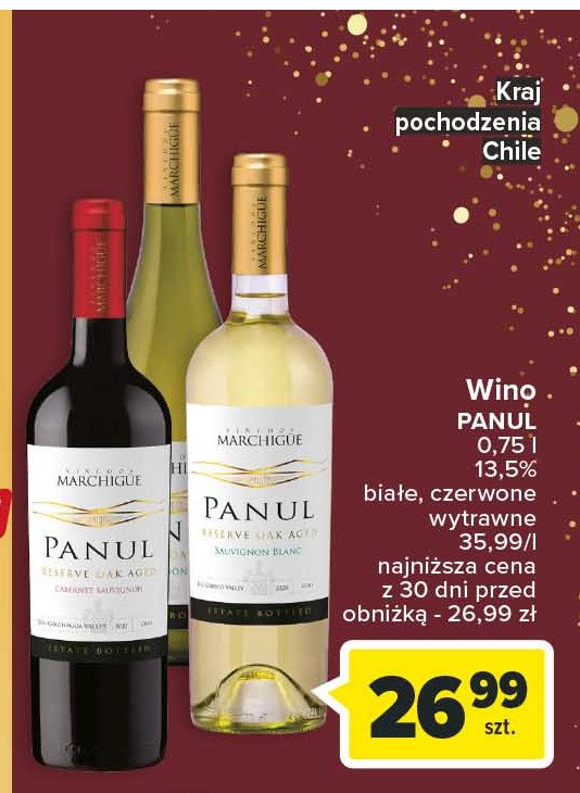 Wino Panul sauvignon blanc promocja