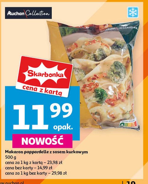 Makaron pappardelle z sosem kurkowym AUCHAN COLLECTION promocja