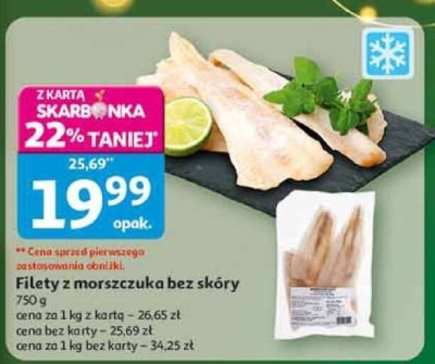 Filety z morszczuka bez skóry 750 g promocja w Auchan