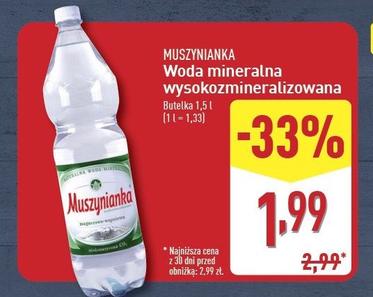 Woda niskonasycona Muszynianka promocja w Aldi