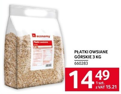 Płatki owsiane górskie 3 KG economy promocja w Selgros