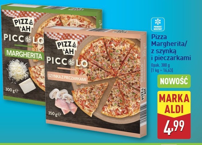 Pizza szynka z pieczarkami Pizza'ah promocja w Aldi