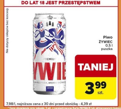 Piwo ŻYWIEC 0,5 l puszka promocja w Carrefour Express