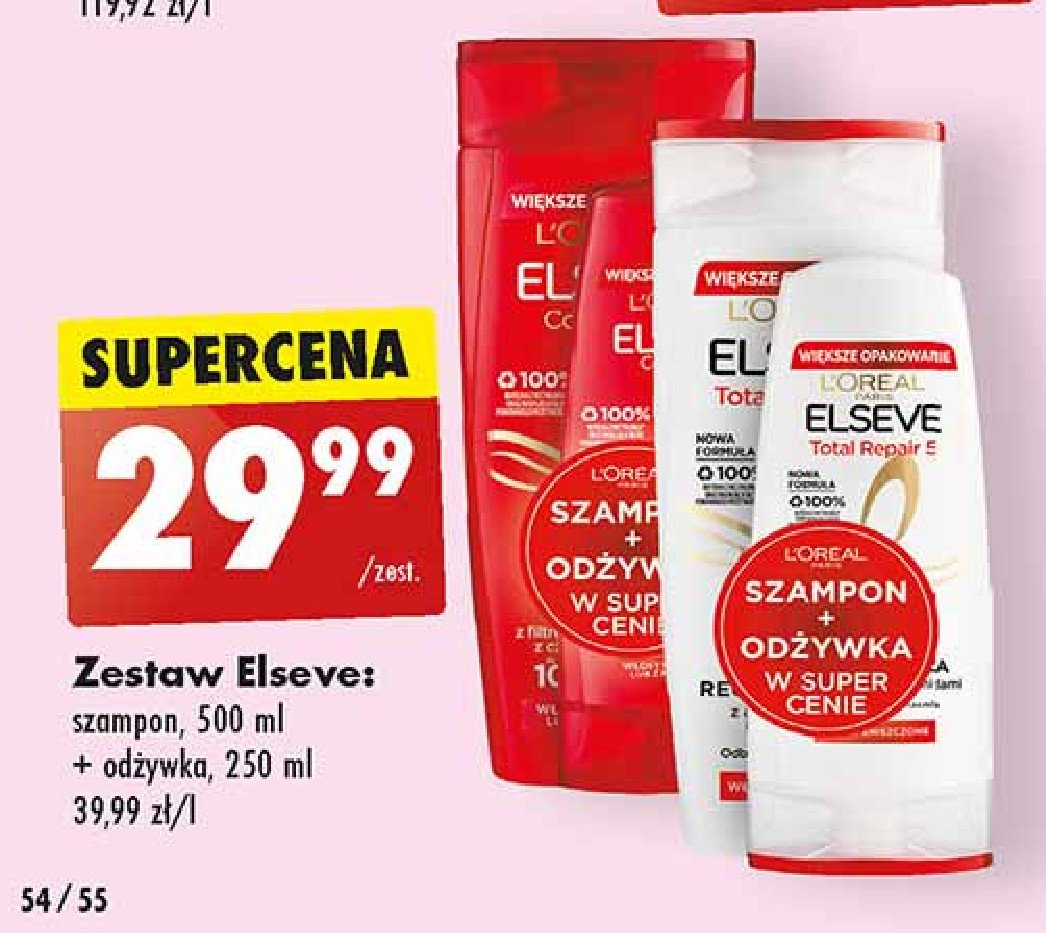 Zestaw: szampon 500 ml + odżywka 200 ml L'oreal elseve total repair 5 promocja