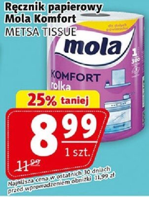 Ręcznik papierowy Mola Komfort METSA TISSUE promocja w Prim Market