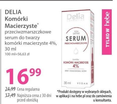 Serum DELIA Komórki Macierzyste przeciwzmarszczkowe serum do twarzy komórki macierzyste 4% promocja w Hebe
