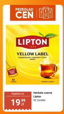Herbata czarna Lipton Yellow Label 92 torebki promocja w Dino