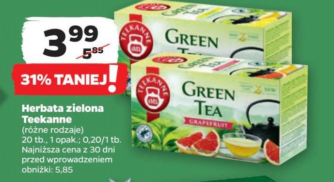 Herbata grapefruit Teekanne green tea promocja w Netto