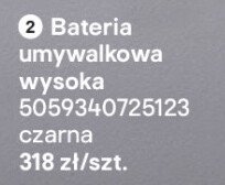 Bateria umywalkowa wysoka czarna promocja w Castorama