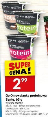 Go On owsianka proteinowa Sante, 65 g różne rodzaje promocja w Twój Market