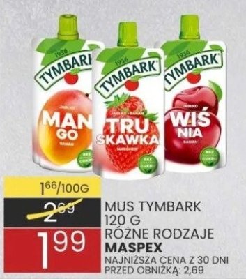 Mus Tymbark 120 g różne rodzaje Maspex promocja w Wafelek