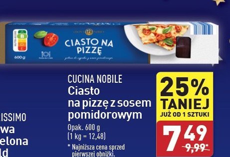 Ciasto na pizzę z sosem pomidorowym Cucina nobile promocja w Aldi