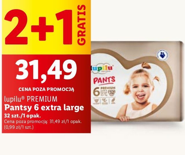 Pieluchomajtki 6 extra large LUPILU PANTS PREMIUM promocja