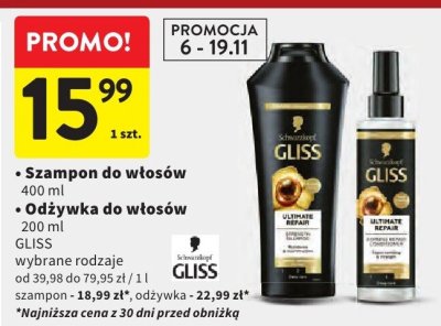 Szampon do włosów Gliss promocja w Intermarche