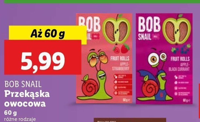 Przekąska jabłko - czarna porzeczka Bob snail promocja