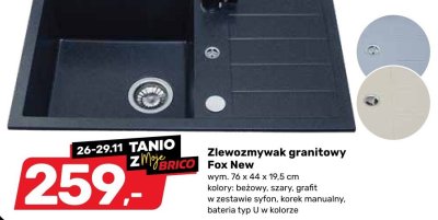 Zlewozmywak granitowy Fox New promocja w Bricomarche