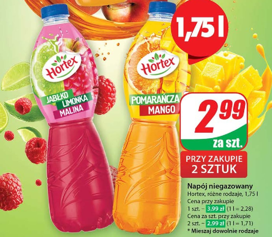 Napój jabłko-malina-limonka Hortex promocja