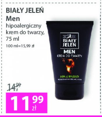 Krem do twarzy tonizujący sok z brzozy regeneracja Biały jeleń for men promocja